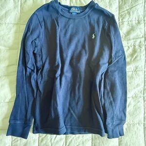 Polo by Ralph Lauren Boy’s Deep Blue Waffle-Knit Long-Sleeve Tee